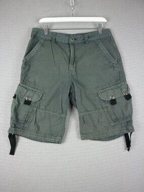 Machine Grey Cargo Shorts Mens 32W Y2K Streetwear